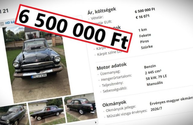 6,5 millióért minden nap megállhat a házad előtt a fekete Volga